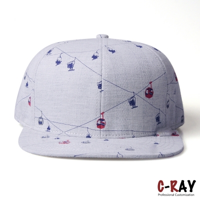 Custom Cotton 6 Panel Flat Brim Screen Printing Snapback Cap Hat