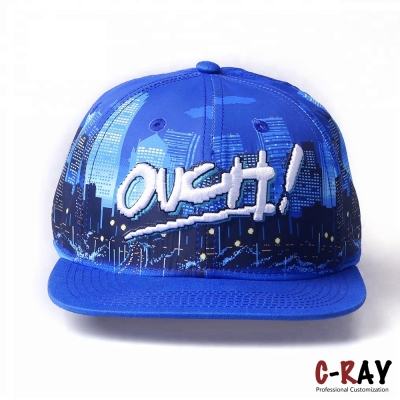 Custom Full Sublimation Print 3D Embroidery Snapback Cap