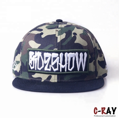 Wholesale Factory Price Custom Flat Brim 6 Panel Camo Snapback Cap