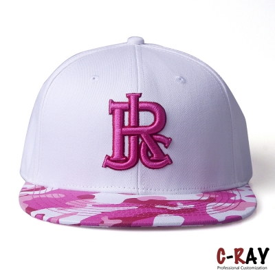 2018 Custom Pink 3D Embroidery Camo Visor 6 panels Cotton Snapback Cap