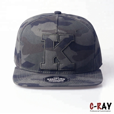 Camo Cap Cotton 6 Panel Flat Brim Customized Sticker Snapback Hat