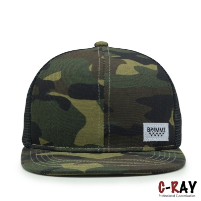 6 panel camo snapback trucker cap mesh cap with woven patch