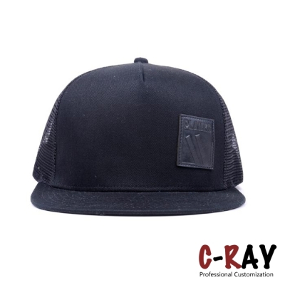 snapback trucker cap mesh cap leather patch