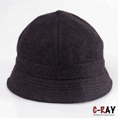 Mens melton wool Custom Tie Bucket Hat