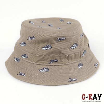 Custom printded cotton twill fishing bucket hats