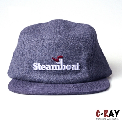 Flat Bill Custom Logo Plain Wholesale Wool 5 Panel Hat