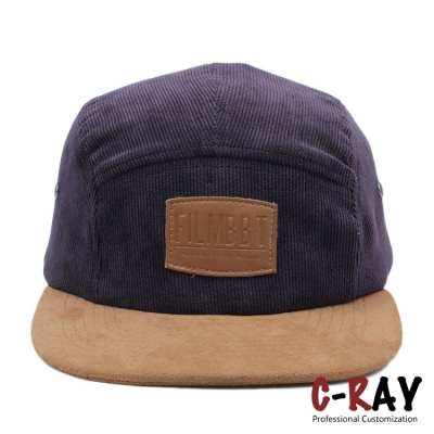 design custom made your own flat brim corduroy material 5 panel cap